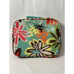 Thirty One Daisy Craze Lunch Tote Tropical Floral Teal Thermal EUC